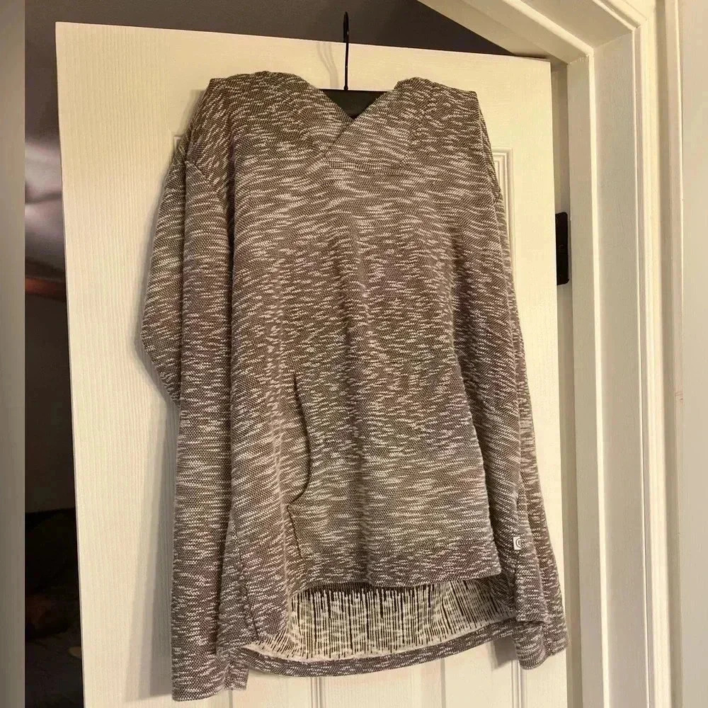Hang Ten Womens medium Knit Hoodie Sweatshirt Purple White Marbled Long Sleeve